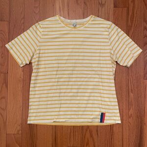 Kule yellow and white stripe short sleeve tee shirt